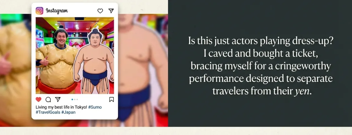 Instagram post comparison: Is this just actors playing dress-up? A skeptic's firsthand account of the Tokyo sumo experience